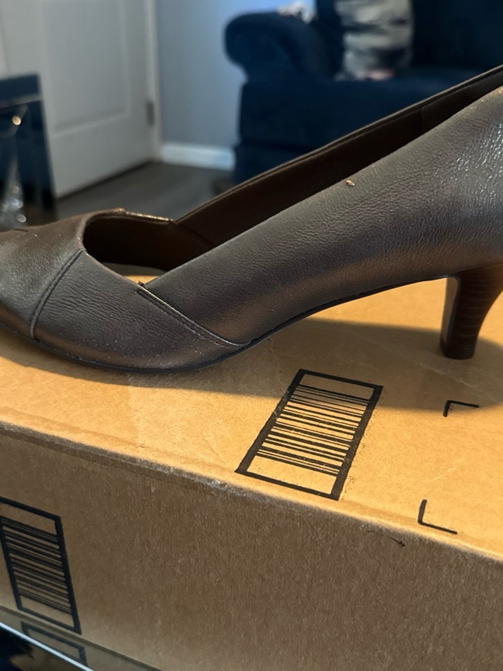 Women's Brown Low Heel Leather Pump